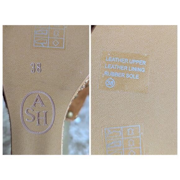 ASH Suede Studded Platform Straw Wicker Wedge Heels Sandal  Sz 38 - Picture 5 of 10